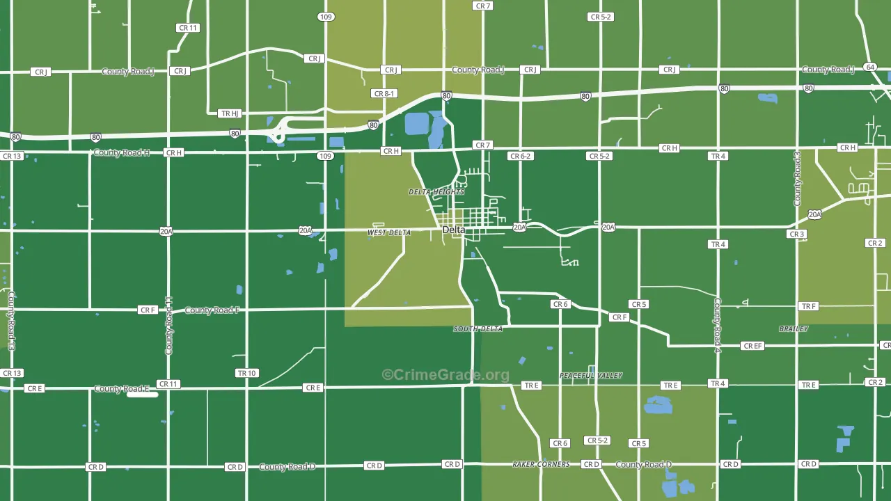 Delta, OH Map of Drug-Related Crime Rates
