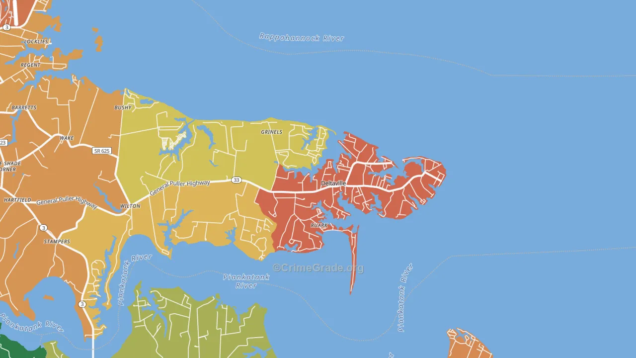Deltaville, VA Map of Drug-Related Crime Rates