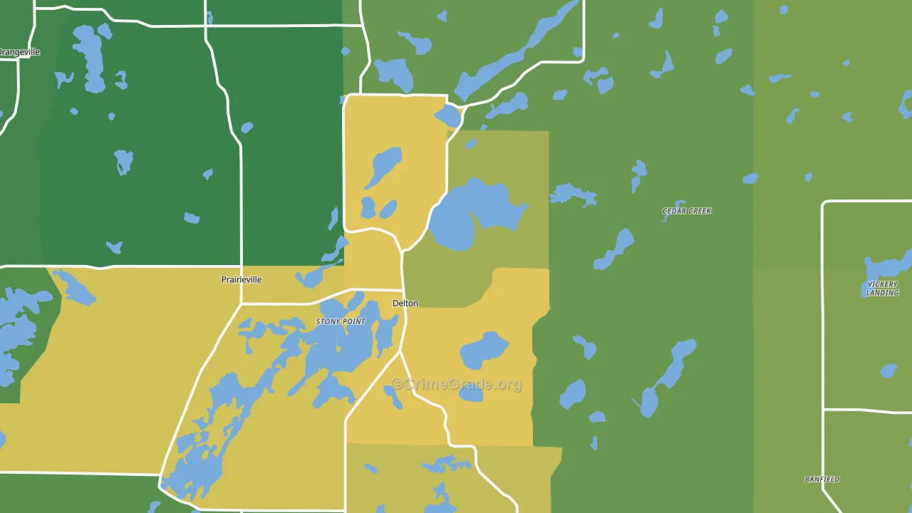 Delton, MI Map of Drug-Related Crime Rates
