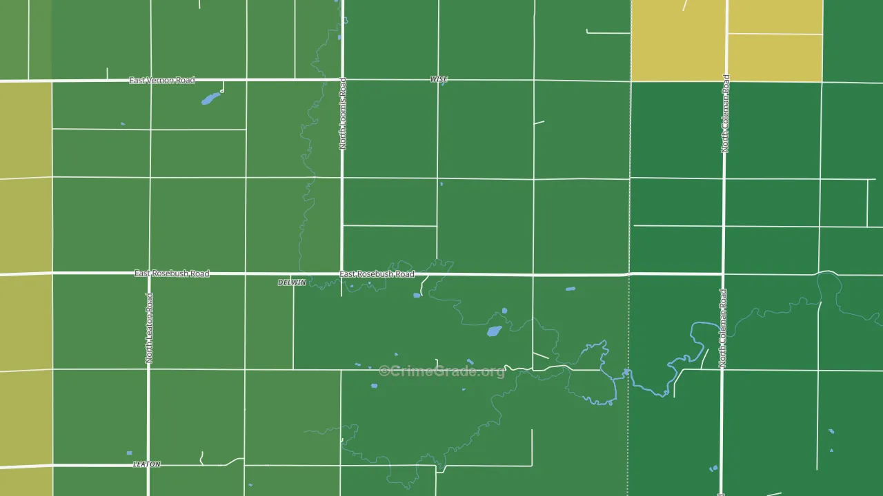 Delwin, MI Map of Drug-Related Crime Rates