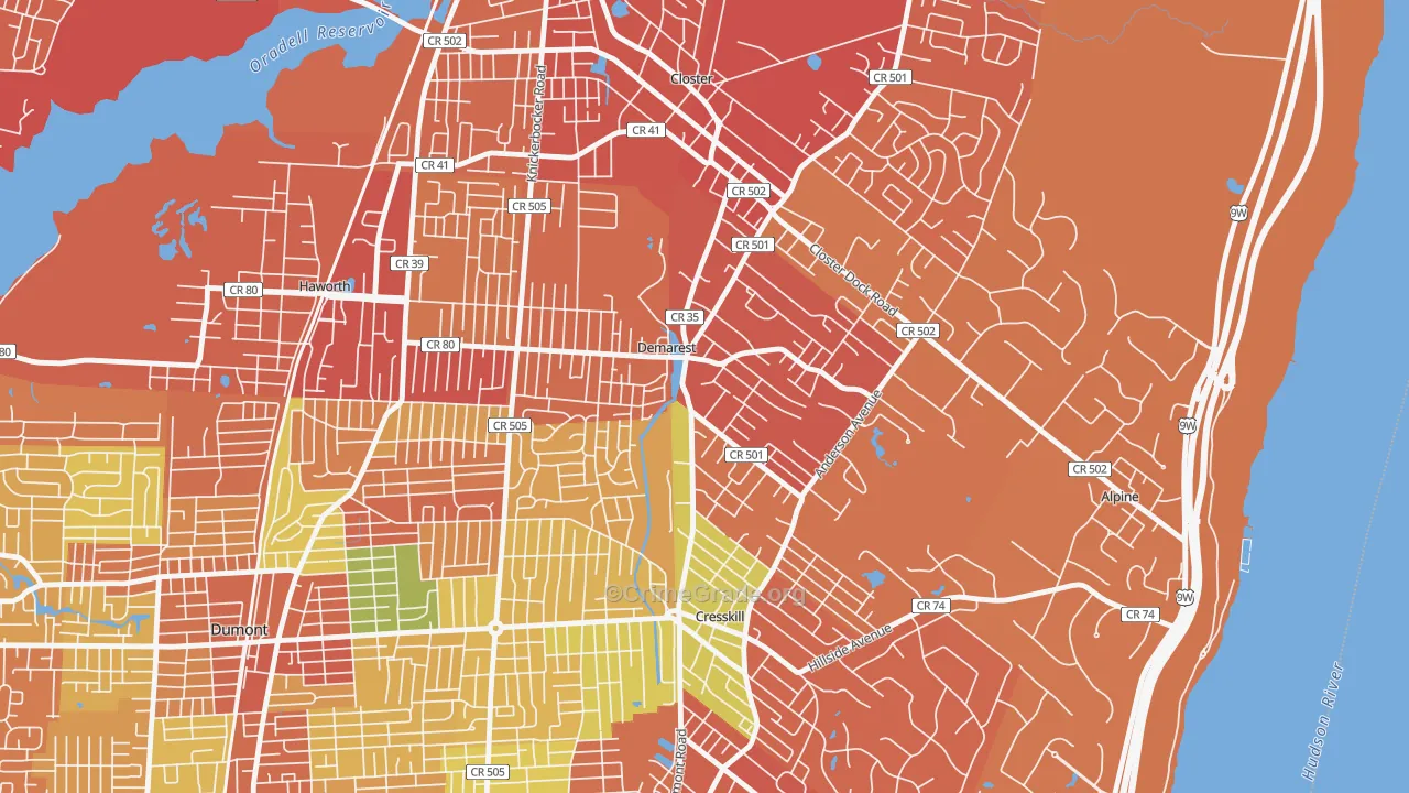 DeMarest, NJ Map of Drug-Related Crime Rates
