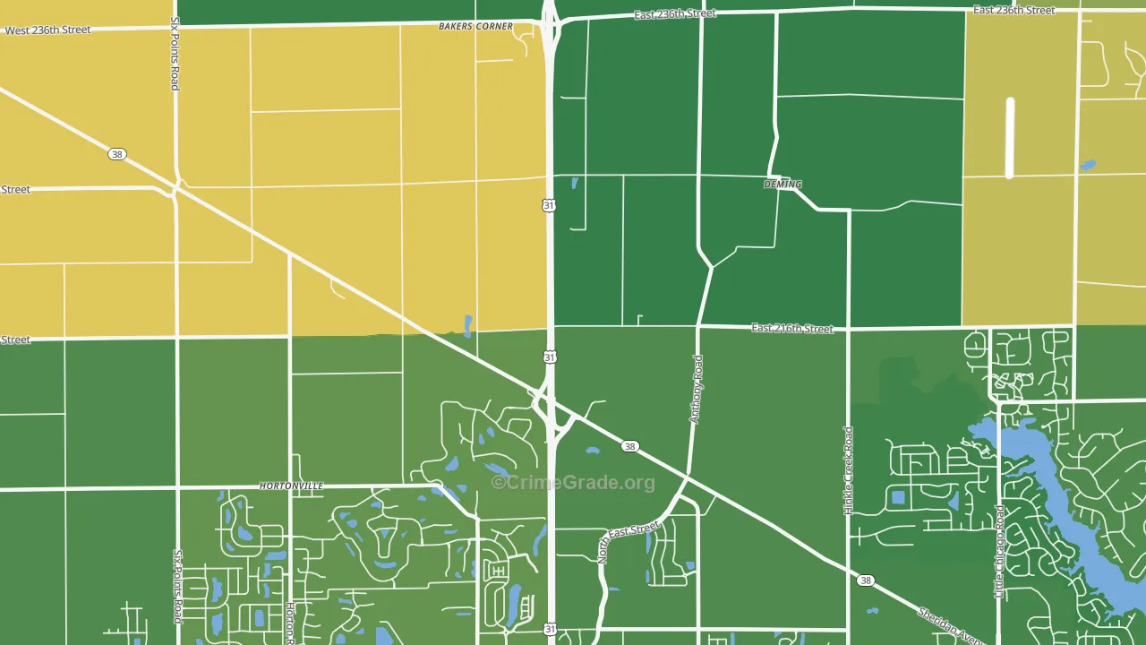 Deming, IN Map of Drug-Related Crime Rates
