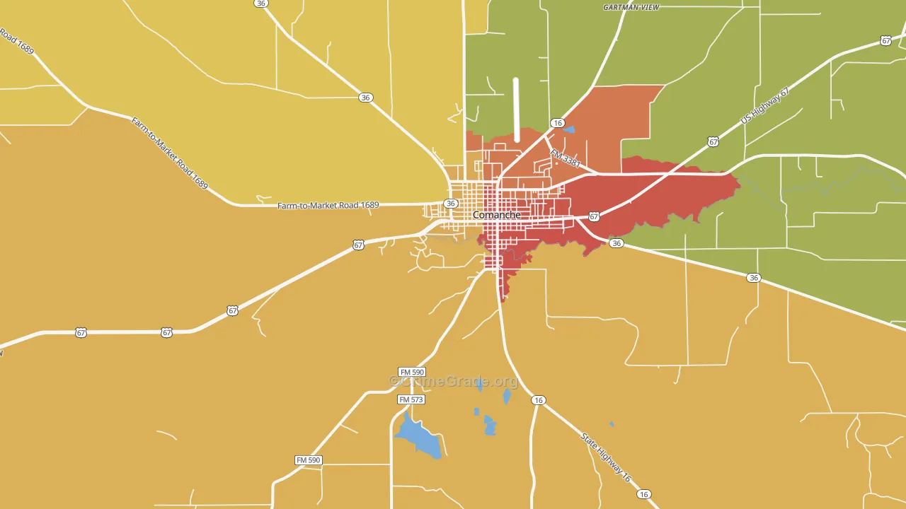 Democrat, TX Map of Drug-Related Crime Rates