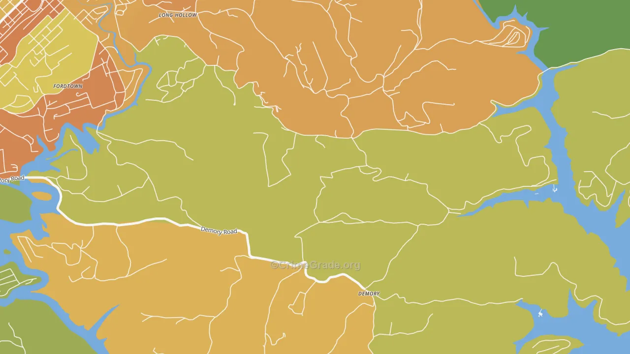DeMory, TN Map of Drug-Related Crime Rates