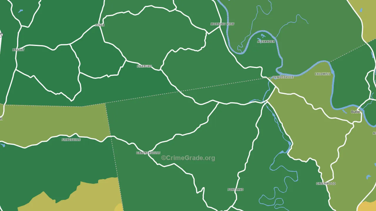 DeMossville, KY Map of Drug-Related Crime Rates