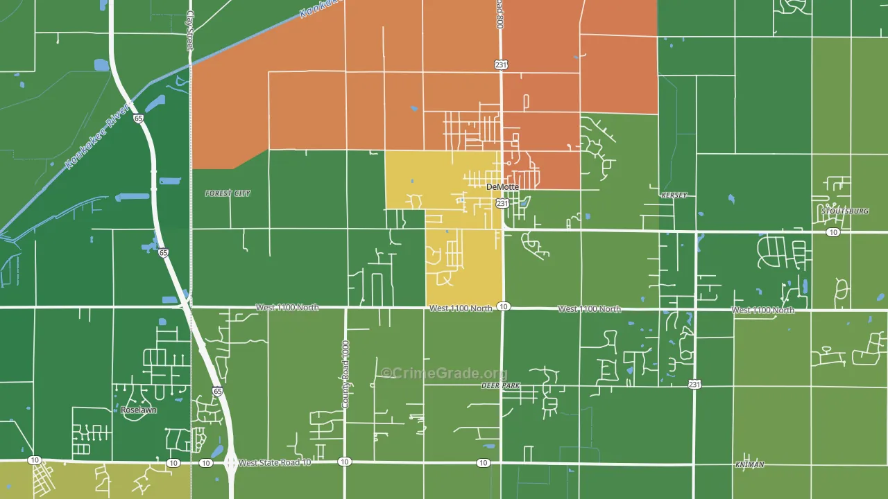 DeMotte, IN Map of Drug-Related Crime Rates