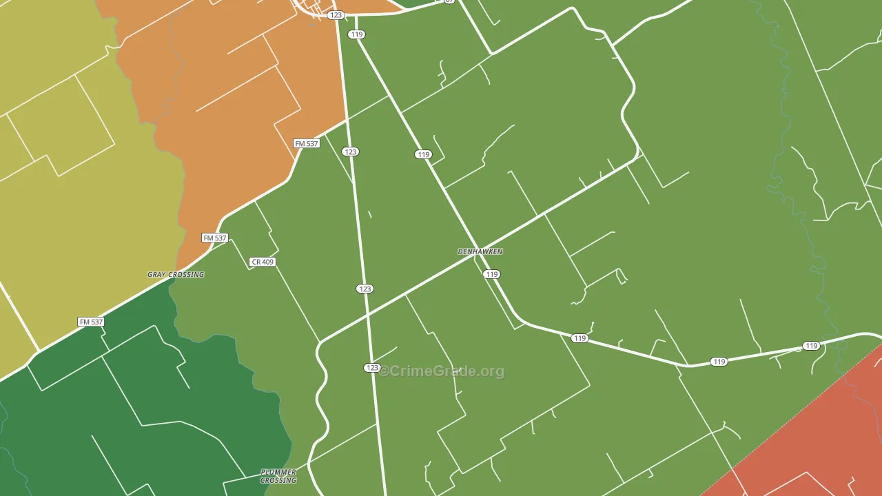Denhawken, TX Map of Drug-Related Crime Rates