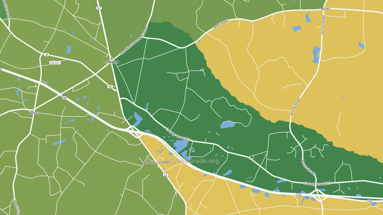 Denmark, GA Map of Drug-Related Crime Rates