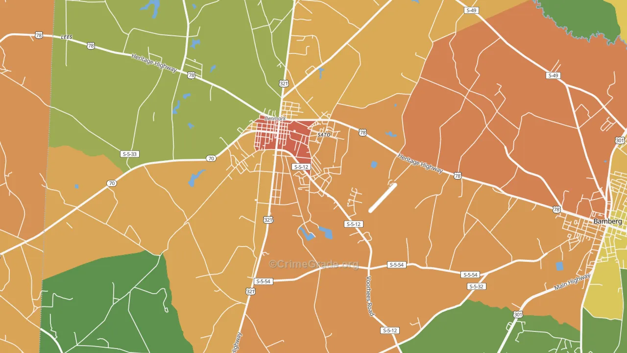 Denmark, SC Map of Drug-Related Crime Rates