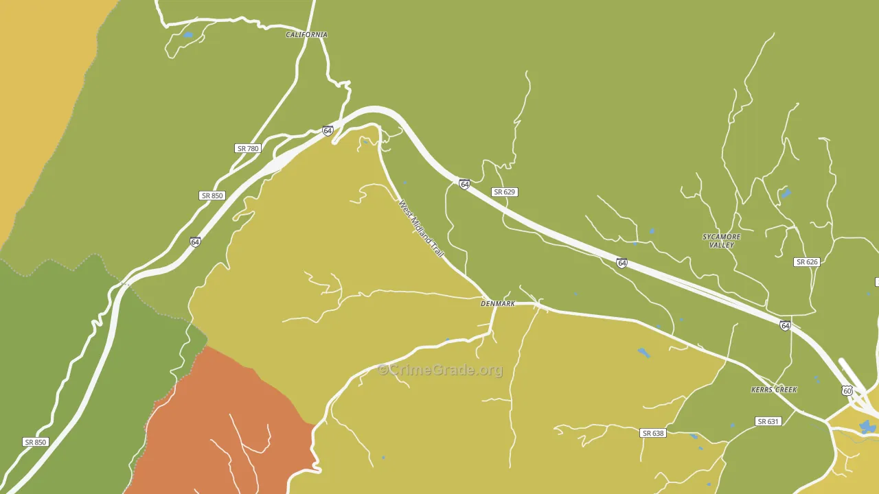 Denmark, VA Map of Drug-Related Crime Rates