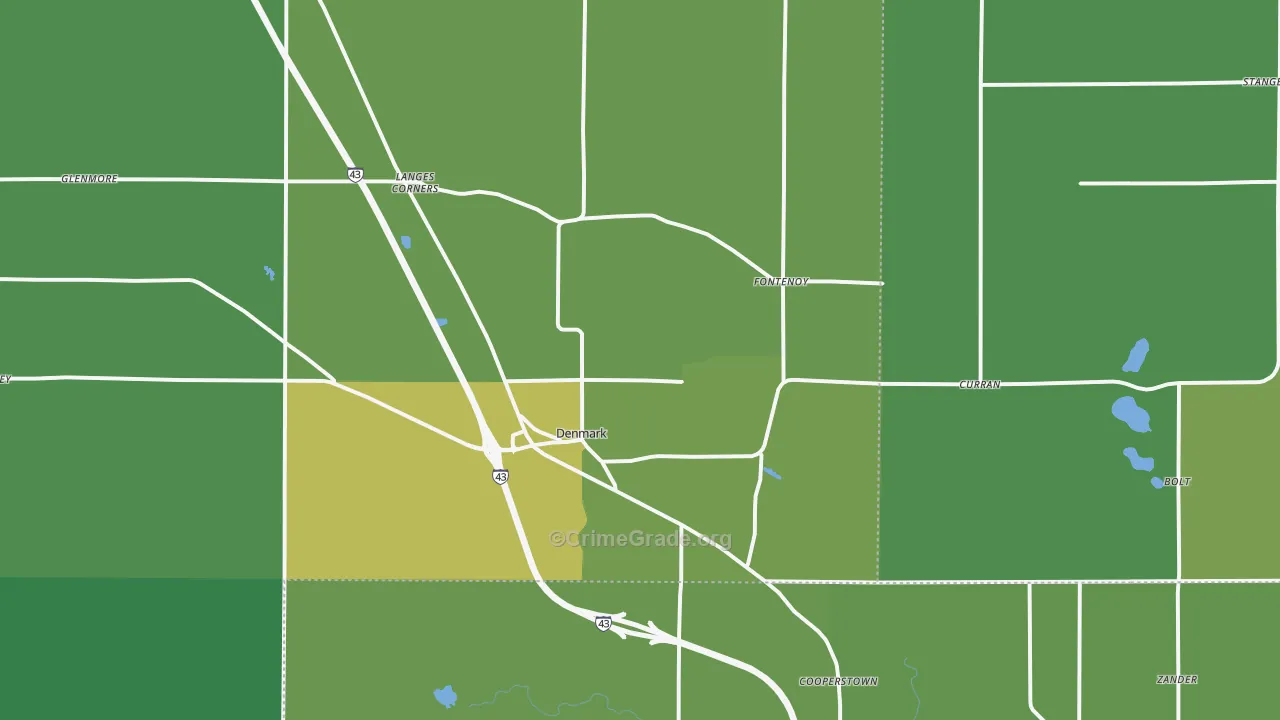 Denmark, WI Map of Drug-Related Crime Rates