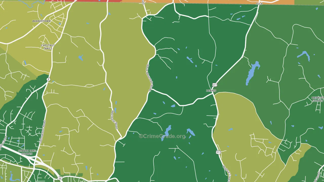 Dennis, NC Map of Drug-Related Crime Rates