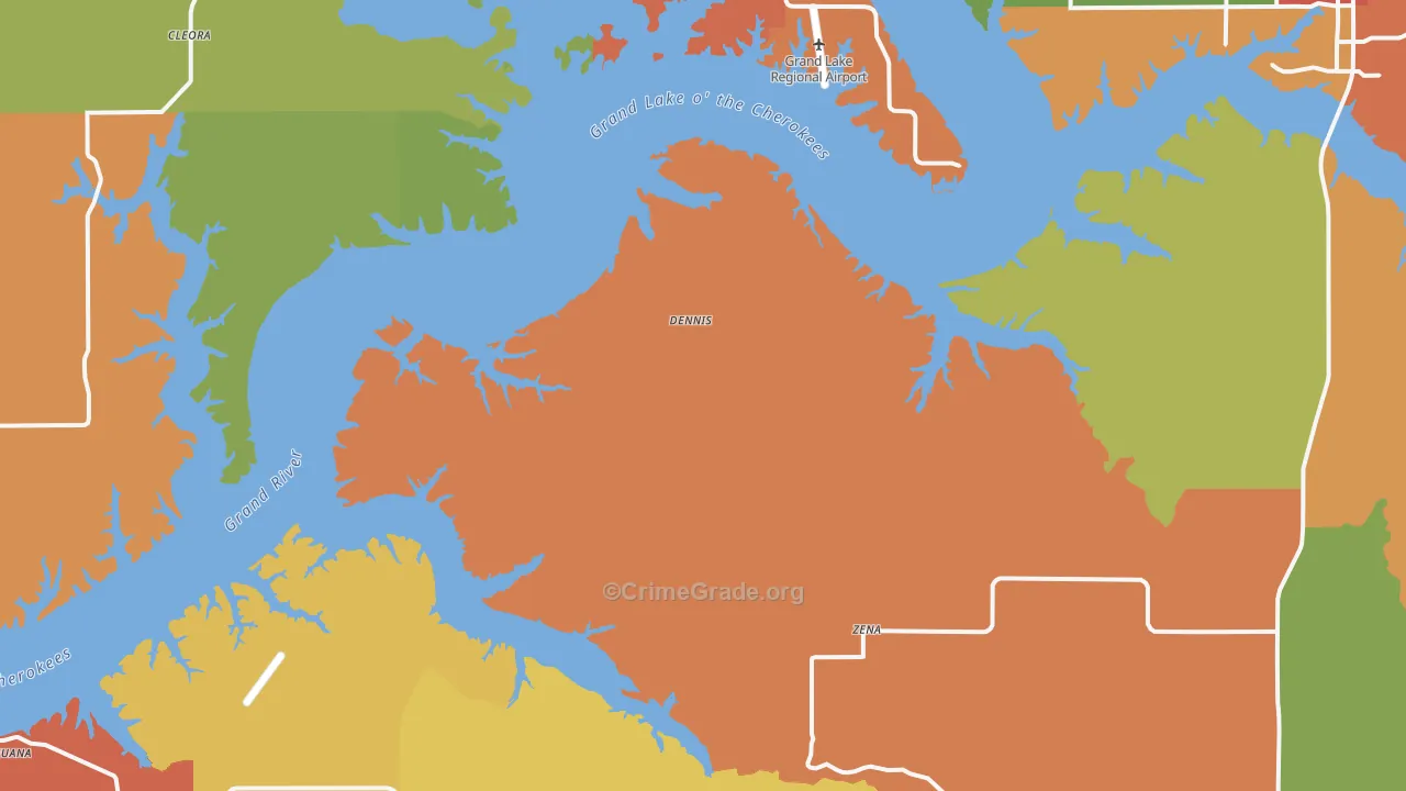 Dennis, OK Map of Drug-Related Crime Rates