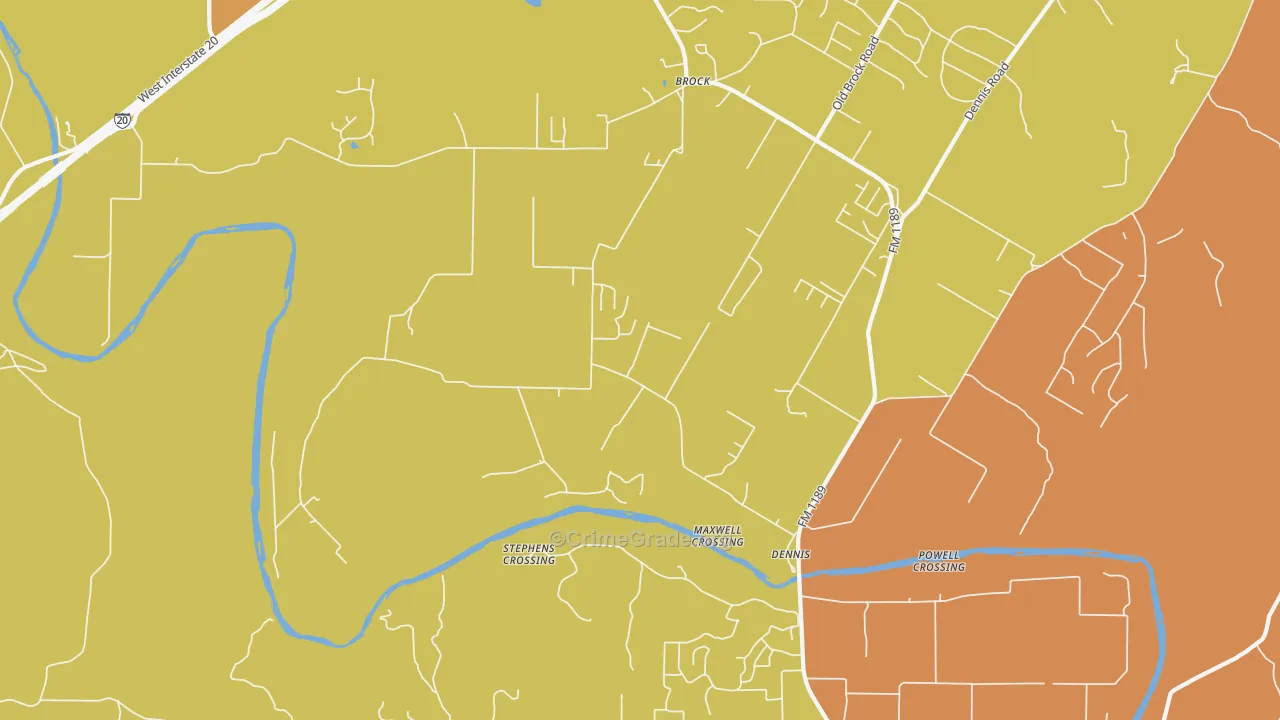 Dennis, TX Map of Drug-Related Crime Rates