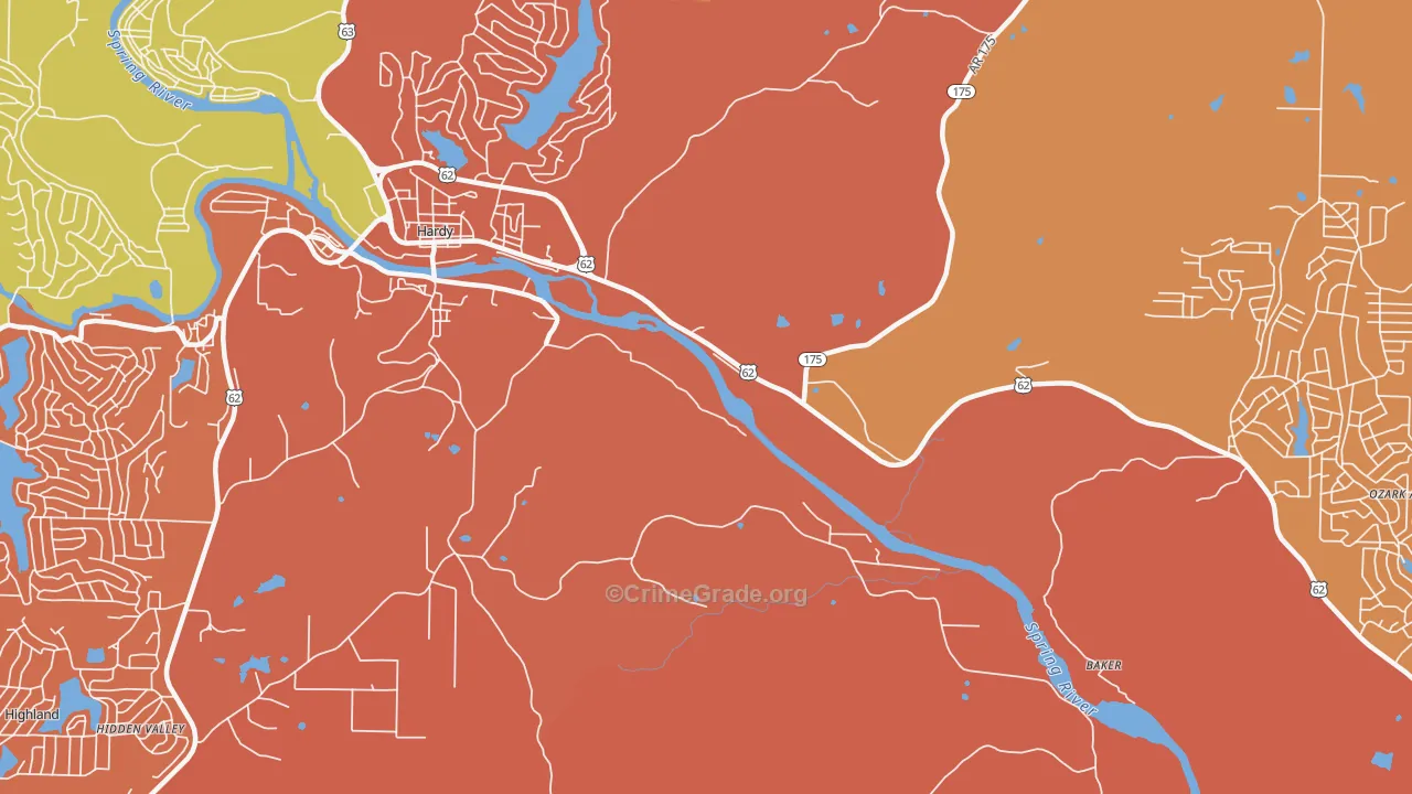 Dennison Heights, AR Map of Drug-Related Crime Rates