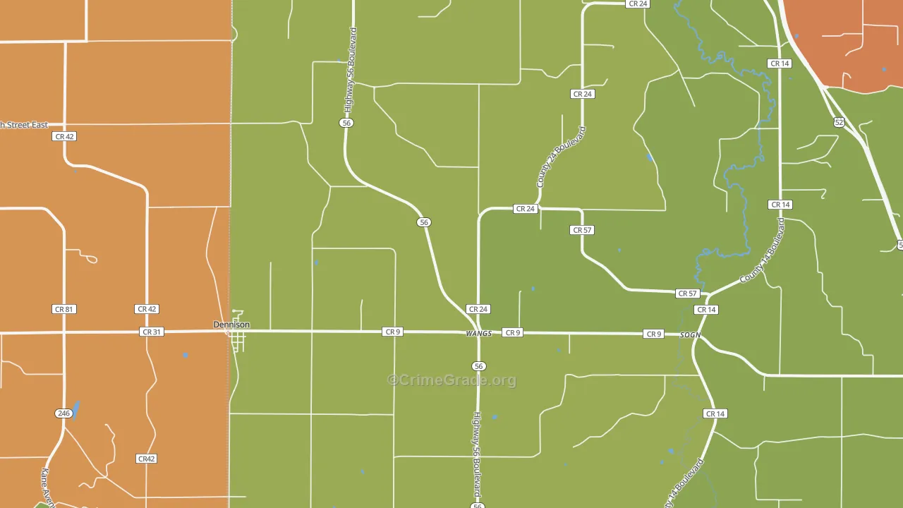 Dennison, MN Map of Drug-Related Crime Rates