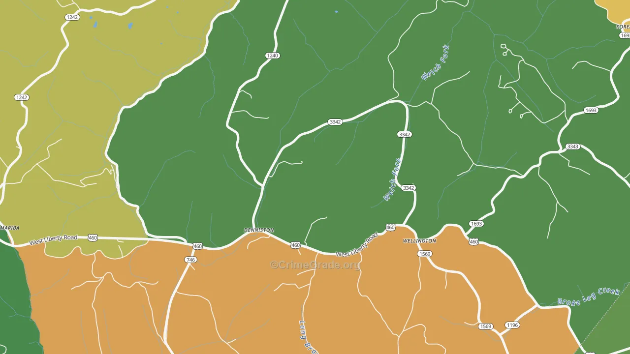 Denniston, KY Map of Drug-Related Crime Rates