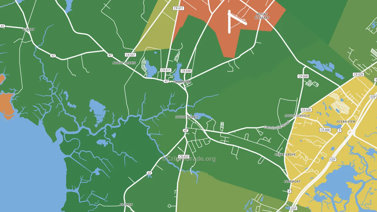 Dennisville, NJ Map of Drug-Related Crime Rates