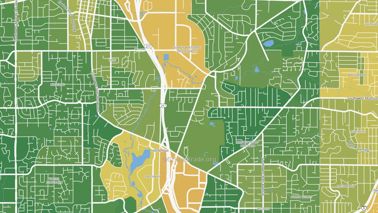Denny Whitford, Beaverton, OR Map of Drug-Related Crime Rates
