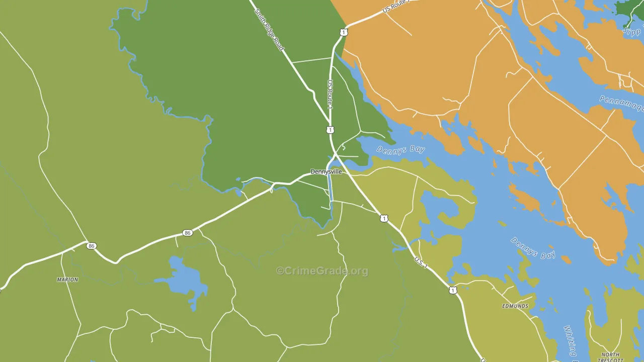 Dennysville, ME Map of Drug-Related Crime Rates