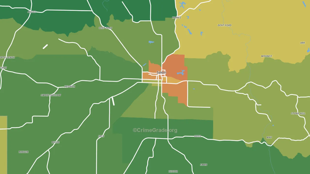 Dent County, MO Map of Drug-Related Crime Rates