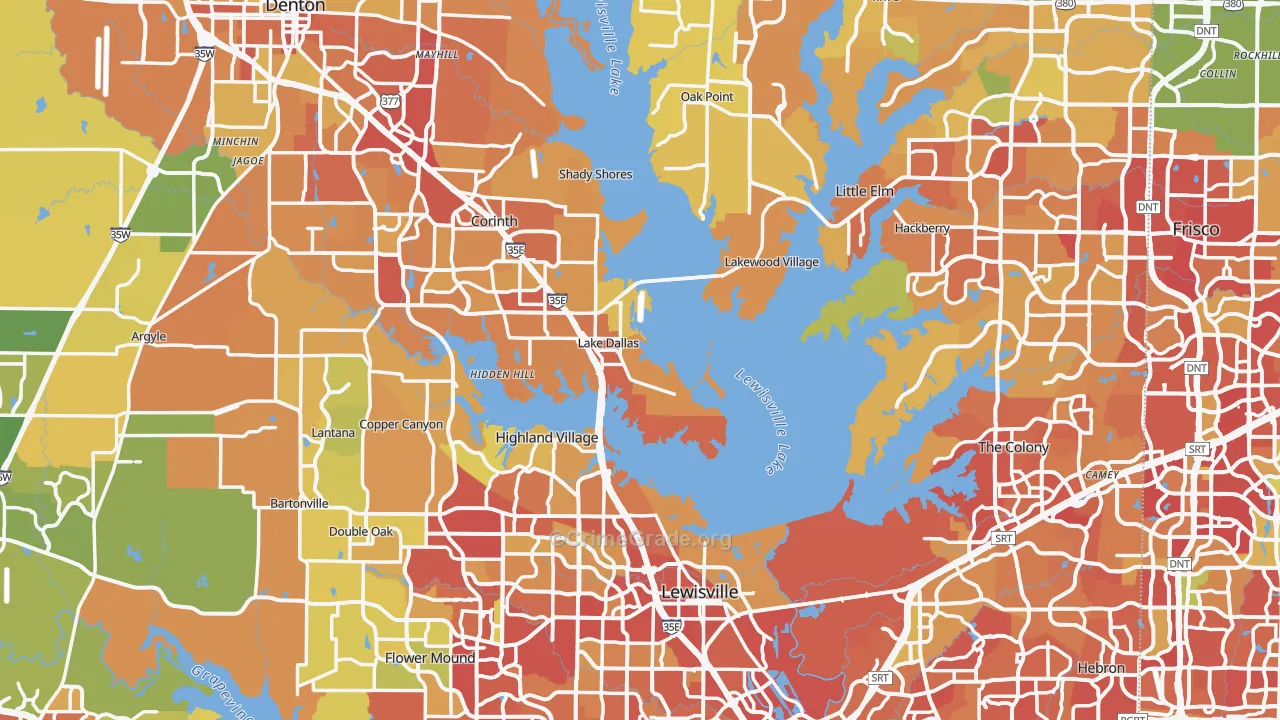 Denton County, TX Map of Drug-Related Crime Rates