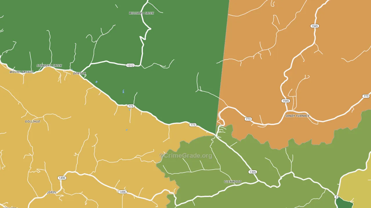 Denton, KY Map of Drug-Related Crime Rates