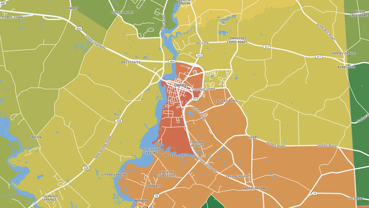 Denton, MD Map of Drug-Related Crime Rates