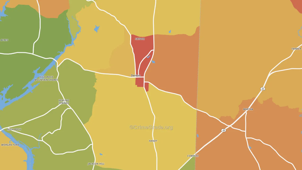 Denton, NC Map of Drug-Related Crime Rates