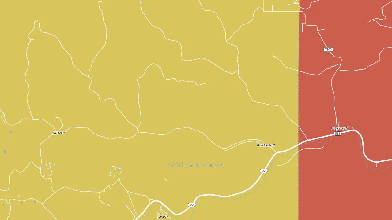 Dents Run, PA Map of Drug-Related Crime Rates