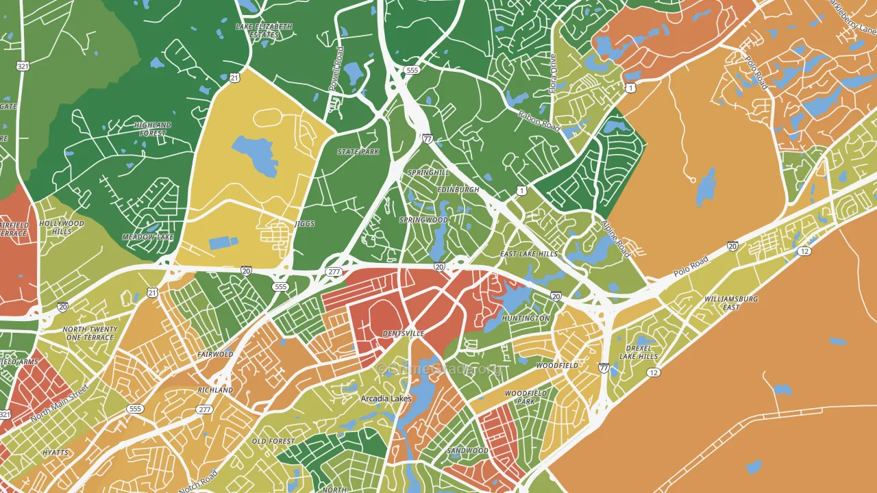 Dentsville, SC Map of Drug-Related Crime Rates