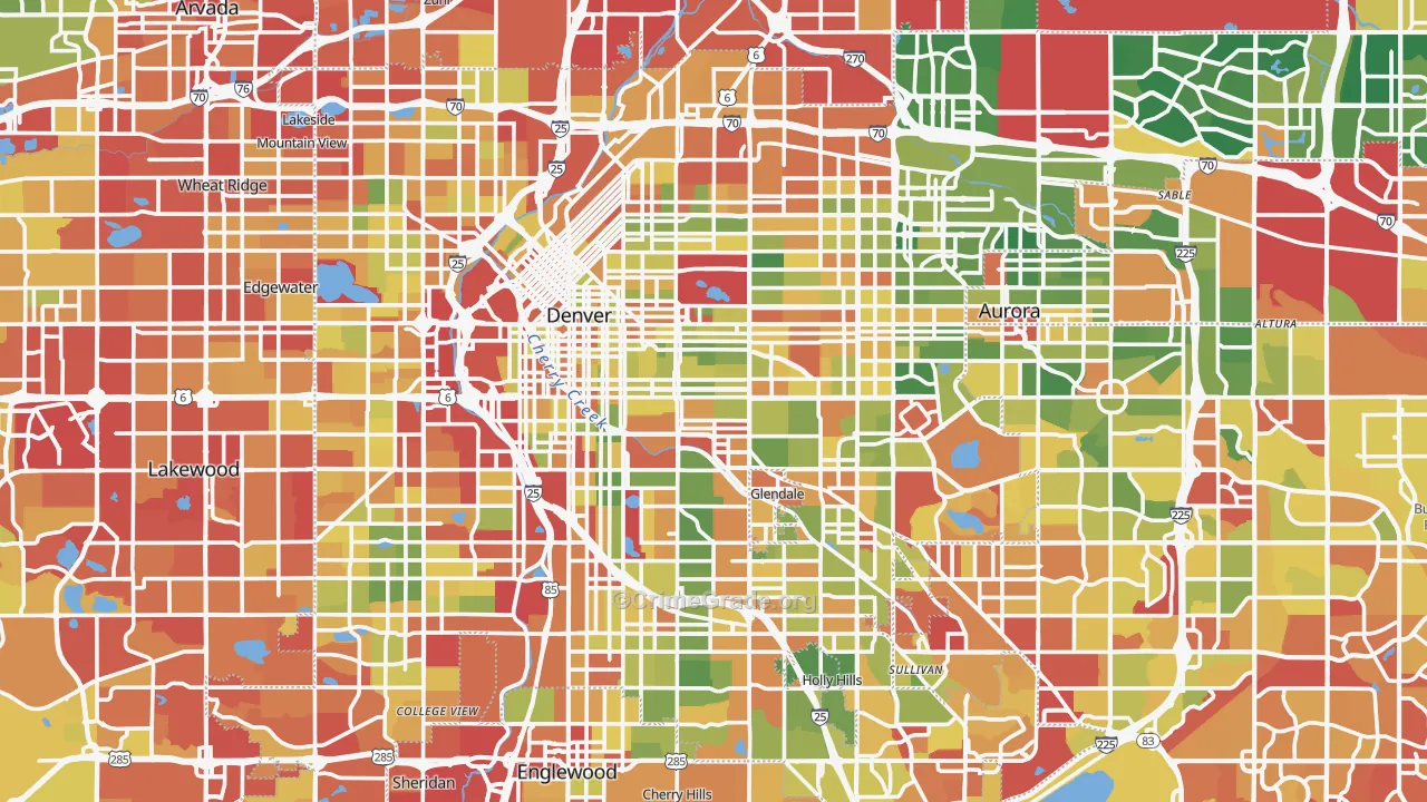 Denver County, CO Map of Drug-Related Crime Rates