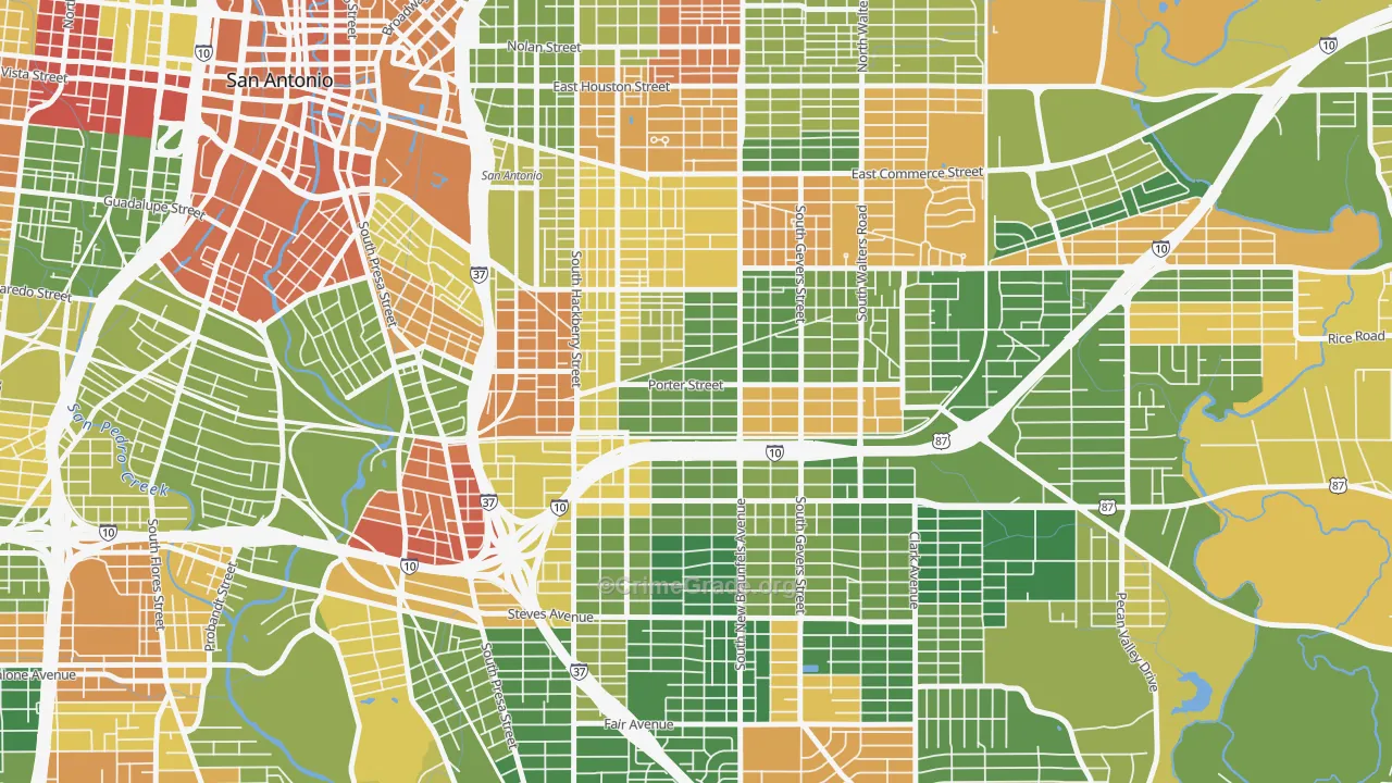 Denver Heights, San Antonio, TX Map of Drug-Related Crime Rates