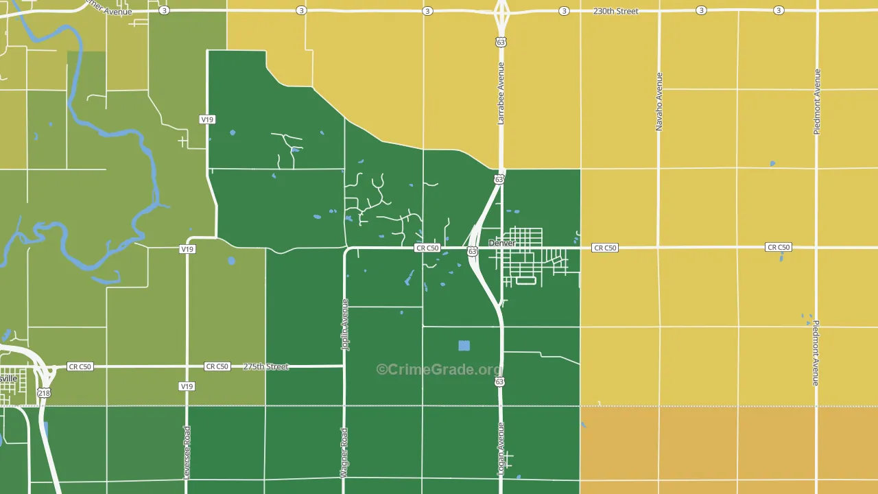 Denver, IA Map of Drug-Related Crime Rates