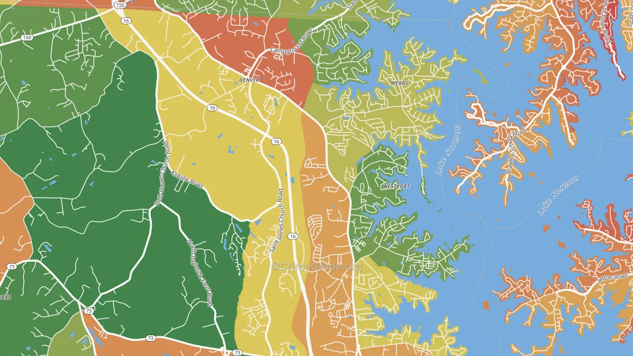 Denver, NC Map of Drug-Related Crime Rates
