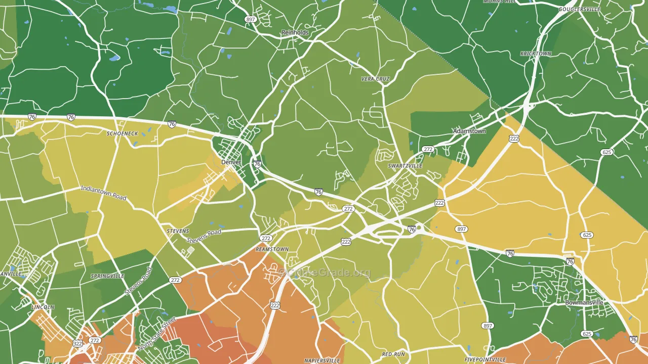 Denver, PA Map of Drug-Related Crime Rates
