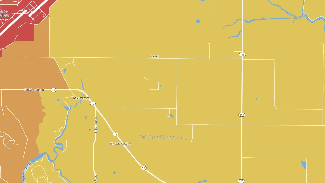 Denverton, CA Map of Drug-Related Crime Rates