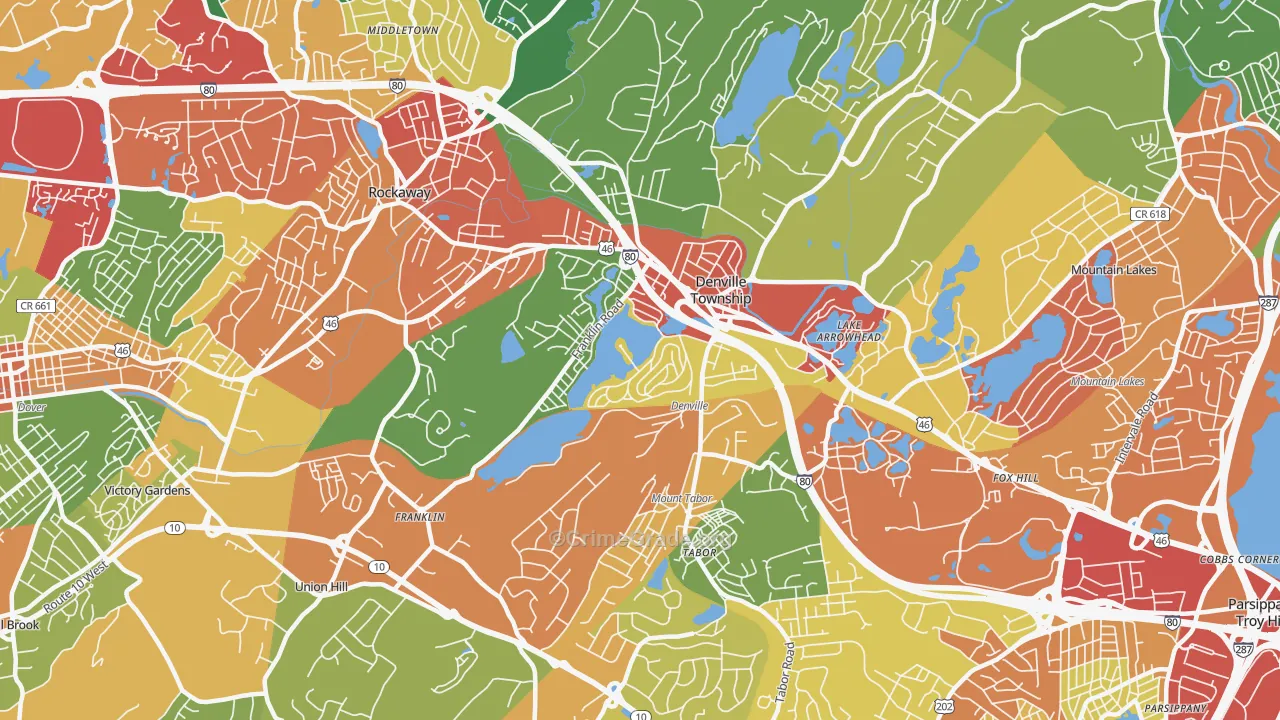 Denville, NJ Map of Drug-Related Crime Rates