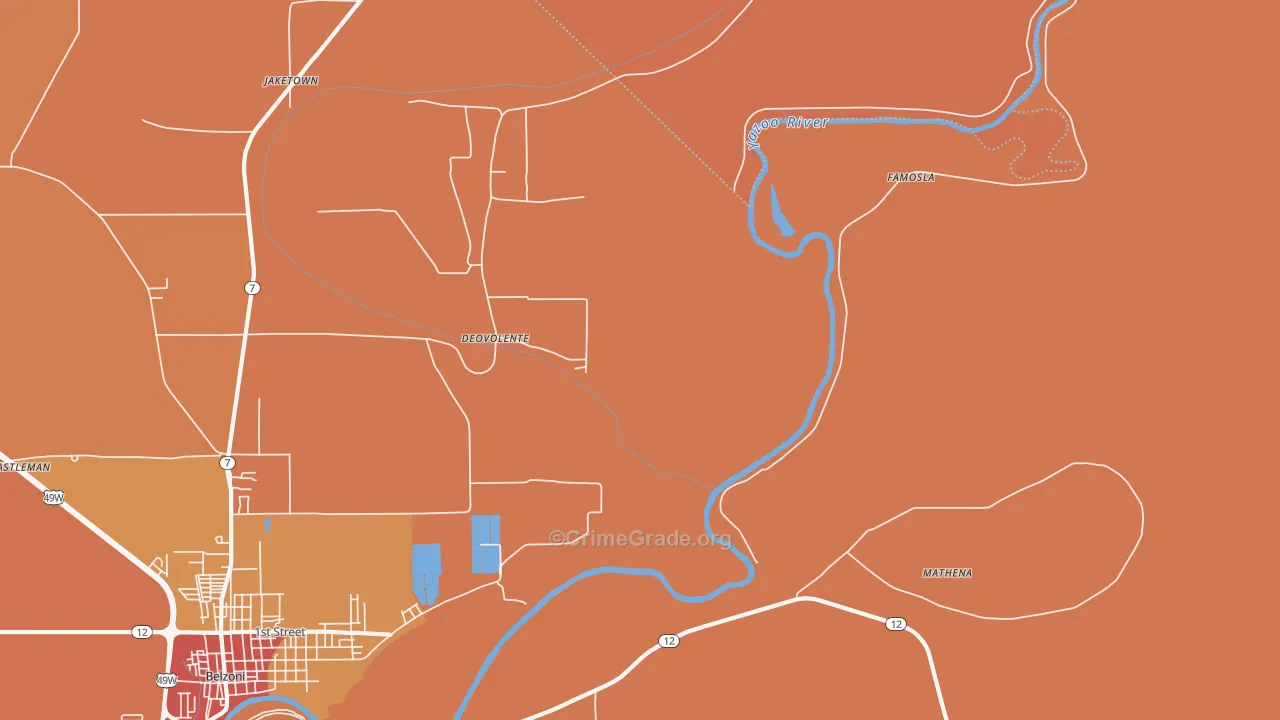 Deovolente, MS Map of Drug-Related Crime Rates