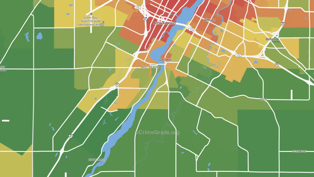 DePere, WI Map of Drug-Related Crime Rates
