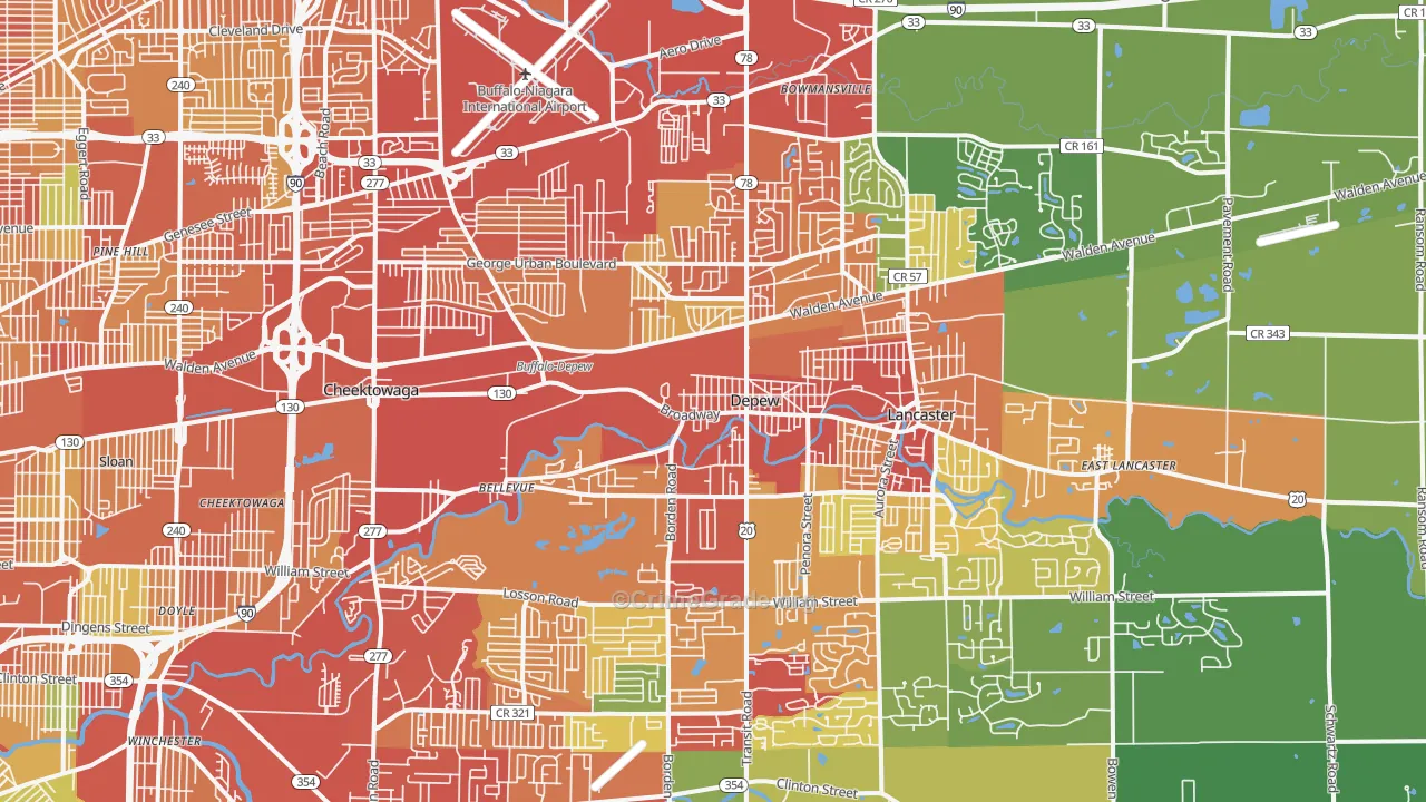 DePew, NY Map of Drug-Related Crime Rates