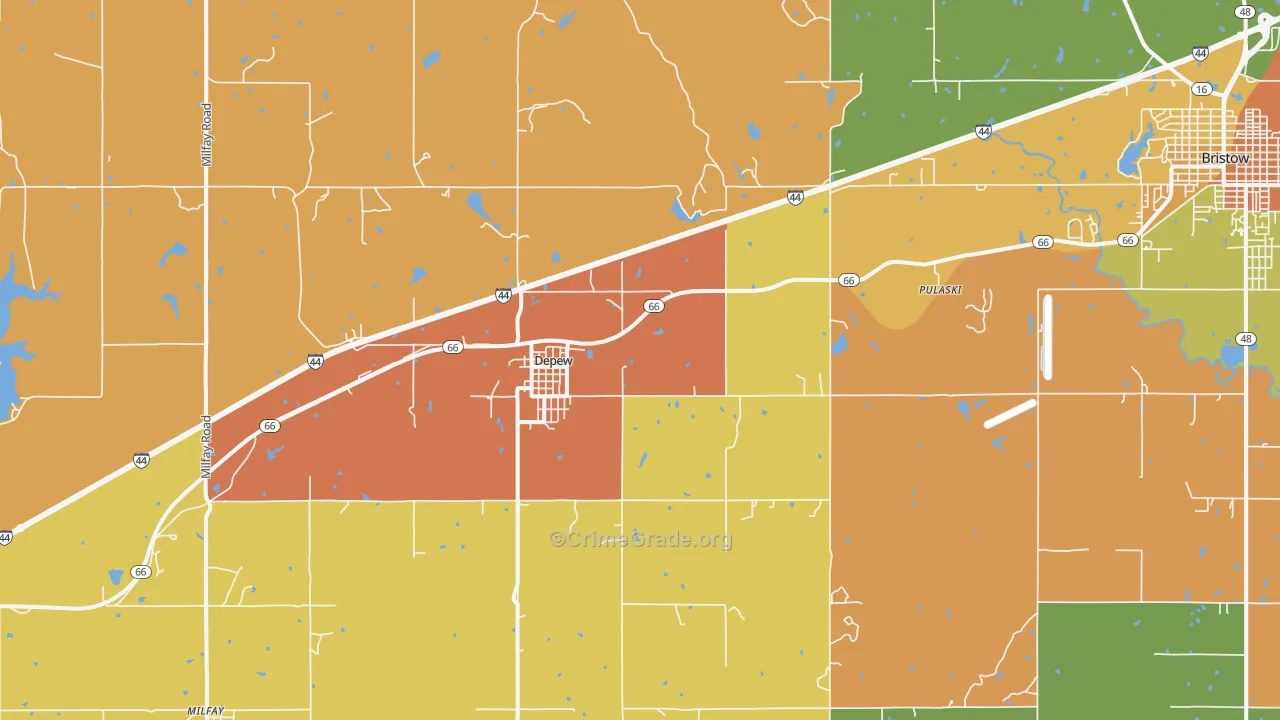DePew, OK Map of Drug-Related Crime Rates