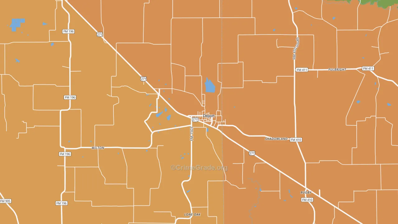 Deport, TX Map of Drug-Related Crime Rates