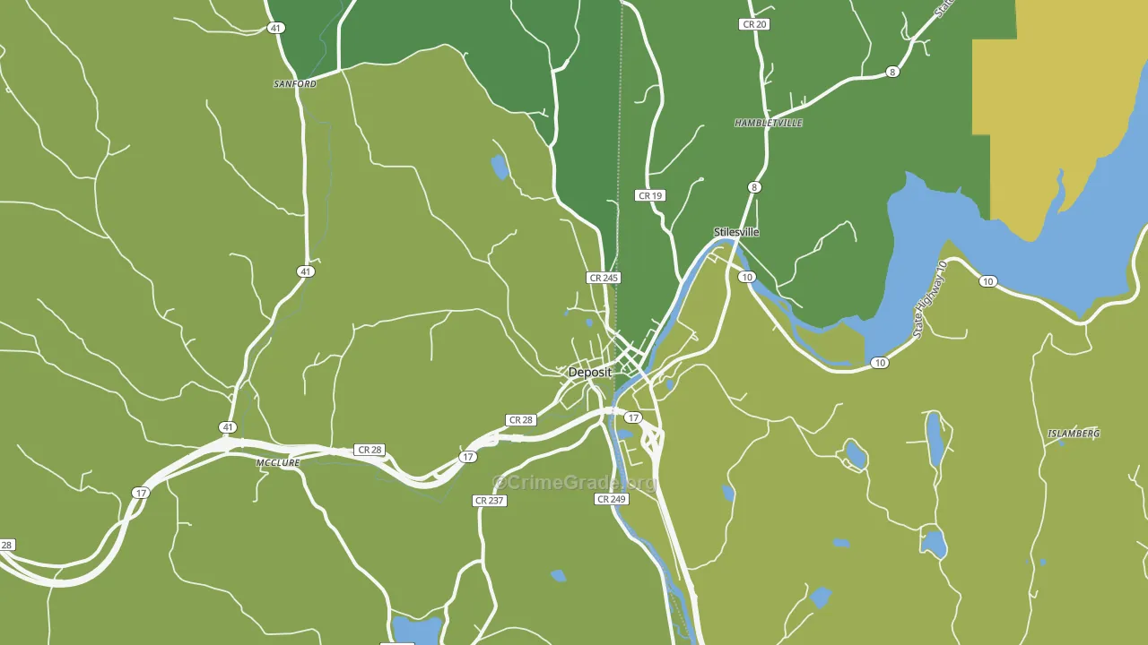 Deposit, NY Map of Drug-Related Crime Rates