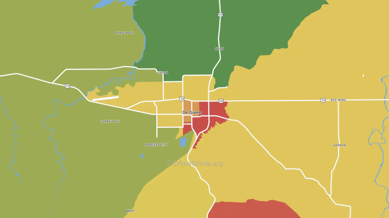 DeQueen, AR Map of Drug-Related Crime Rates