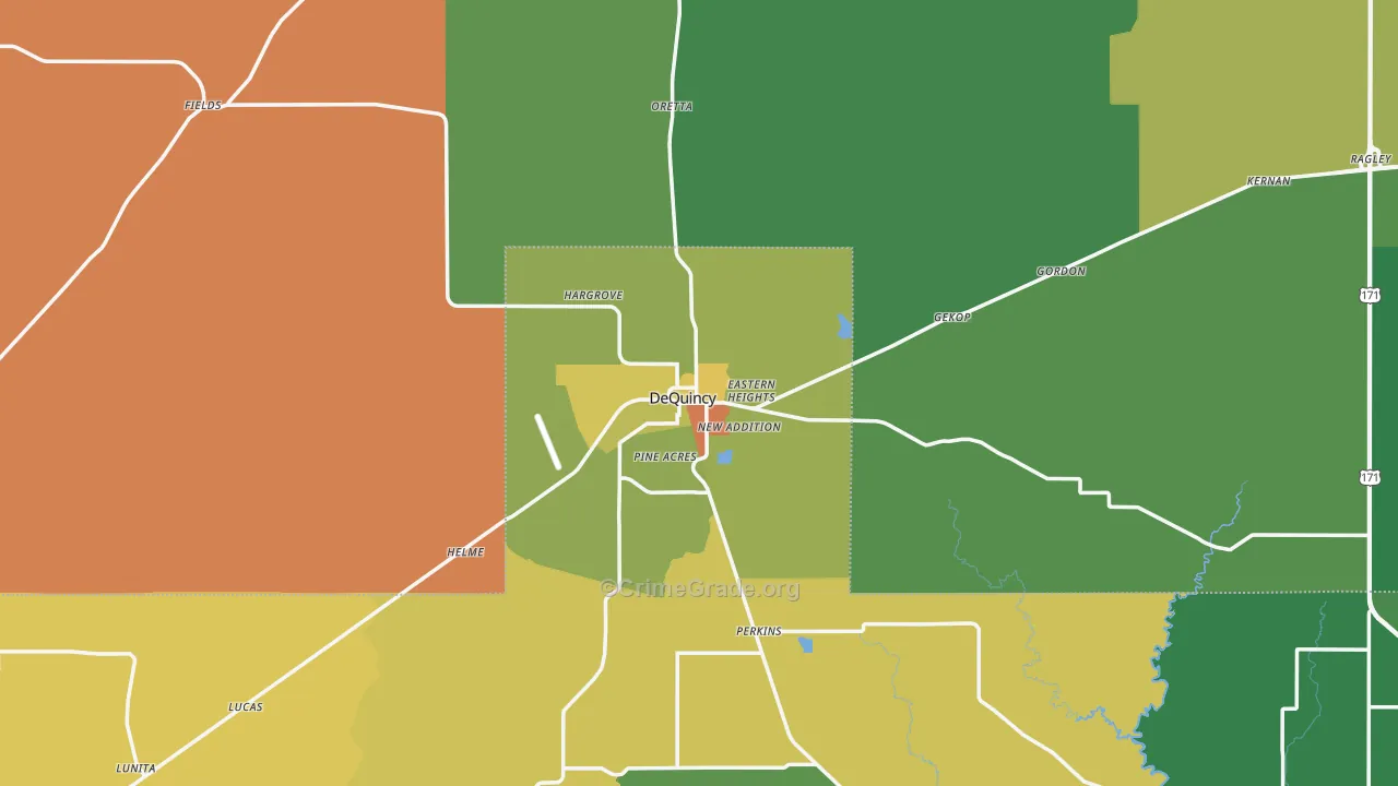 Dequincy, LA Map of Drug-Related Crime Rates