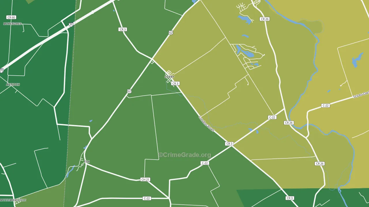 Derby, OH Map of Drug-Related Crime Rates