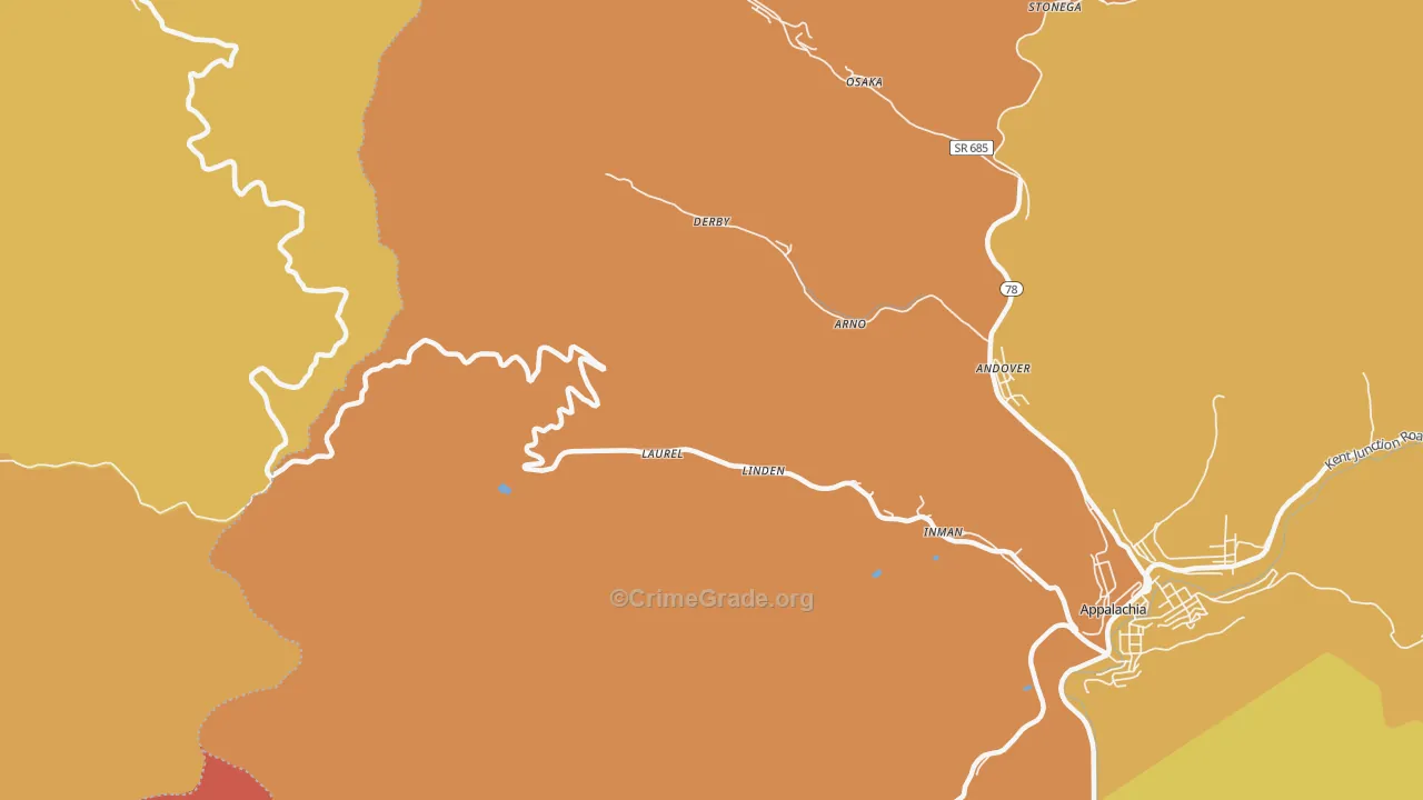 Derby, VA Map of Drug-Related Crime Rates