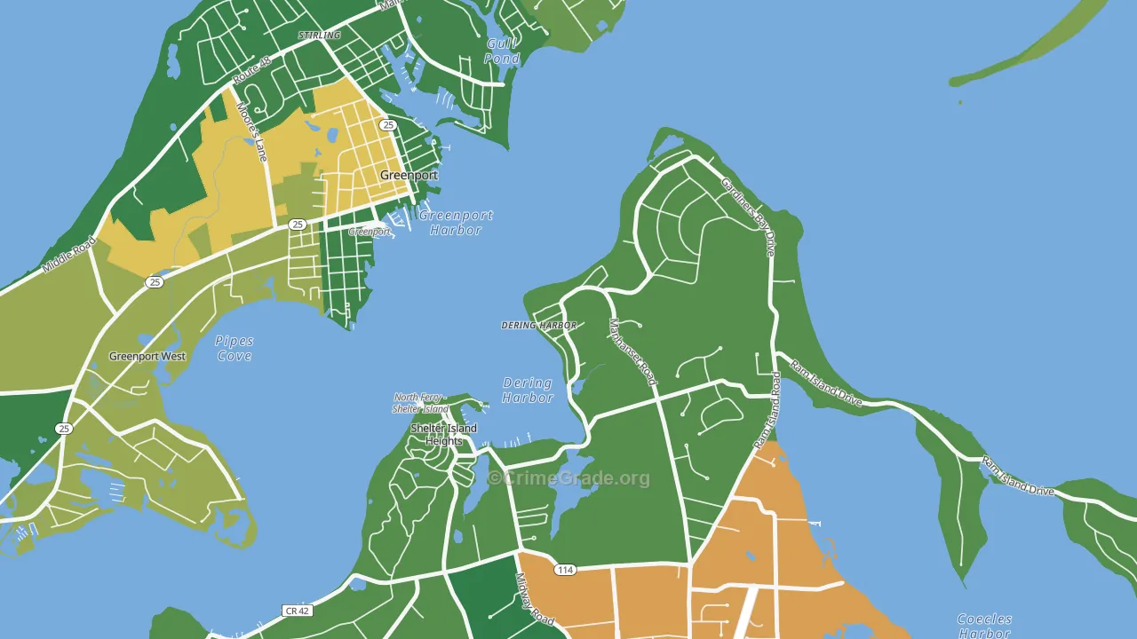Dering Harbor, NY Map of Drug-Related Crime Rates