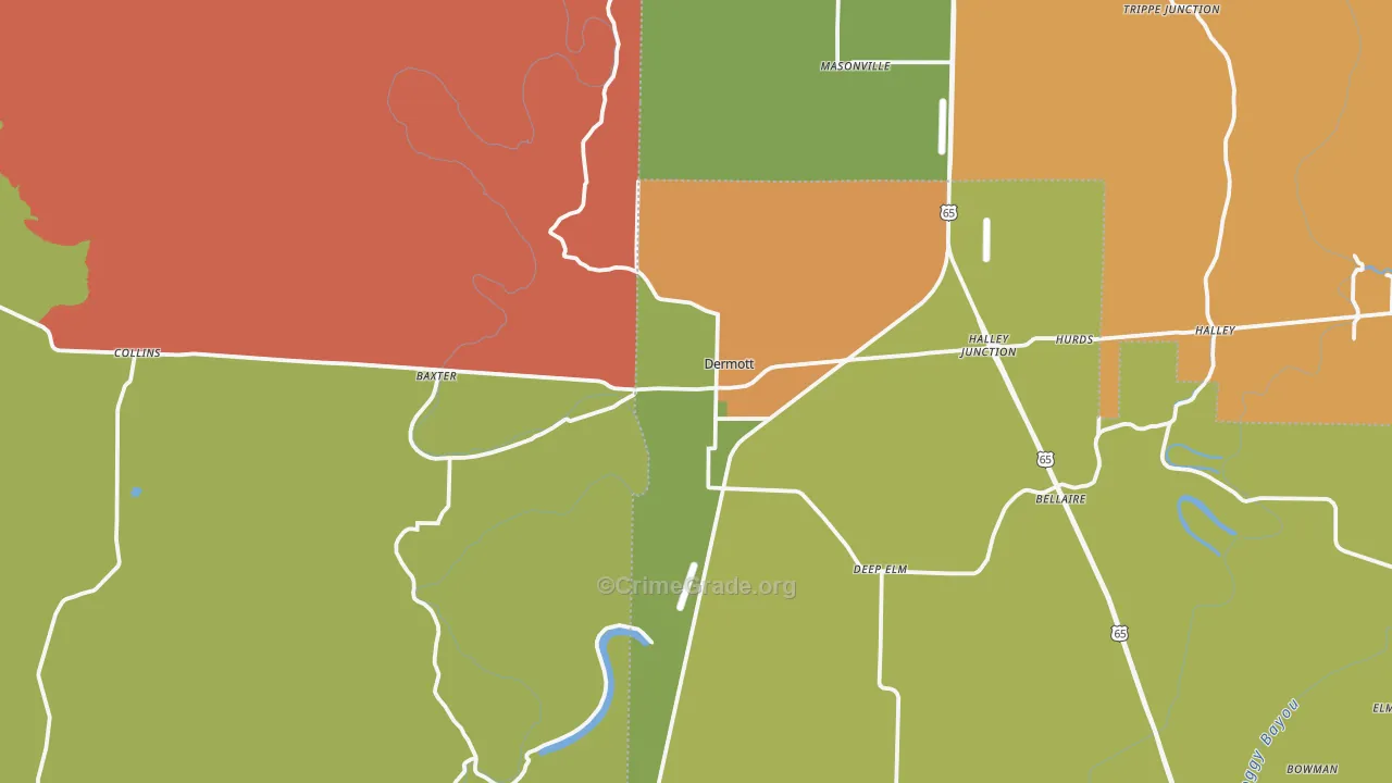 Dermott, AR Map of Drug-Related Crime Rates
